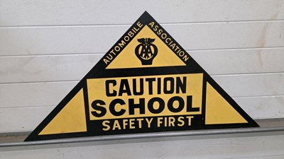Lot 141 - WODEN HAND PAINTED , AA CAUTION SCHOOL SIGN 44" X 22"
