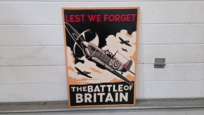 Lot 263 - WOODEN HAND PAINTED, LEST WE FORGET SIGN 24" X 17"