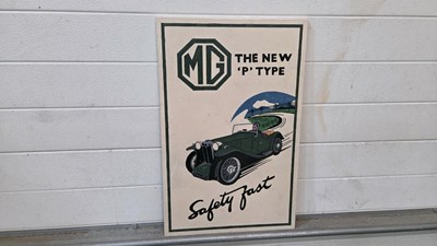 Lot 319 - WOODEN HAND PAINTED, MG TYPE P SIGN 24" X 20"