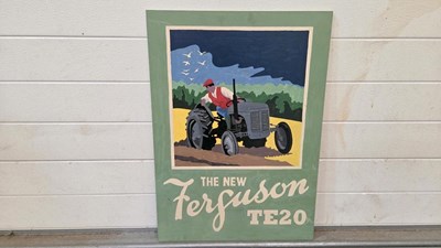 Lot 681 - WOODEN HAND PAINTED, MASSEY FERGUSON TE20 SIGN 27" X 20"