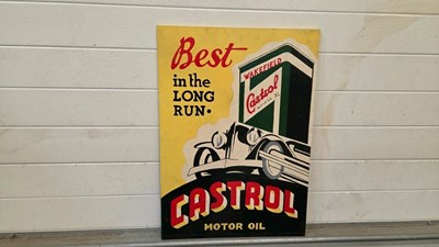 Lot 723 - WOODEN HAND PAINTED, CASTROL WAKEFIELD MOTOR OIL SIGN 27" X 20"