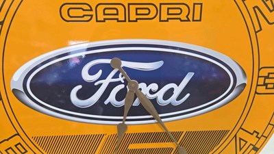Lot 11 - HANDMADE 32" DIA FORD 3.0 L CAPRI CLOCK