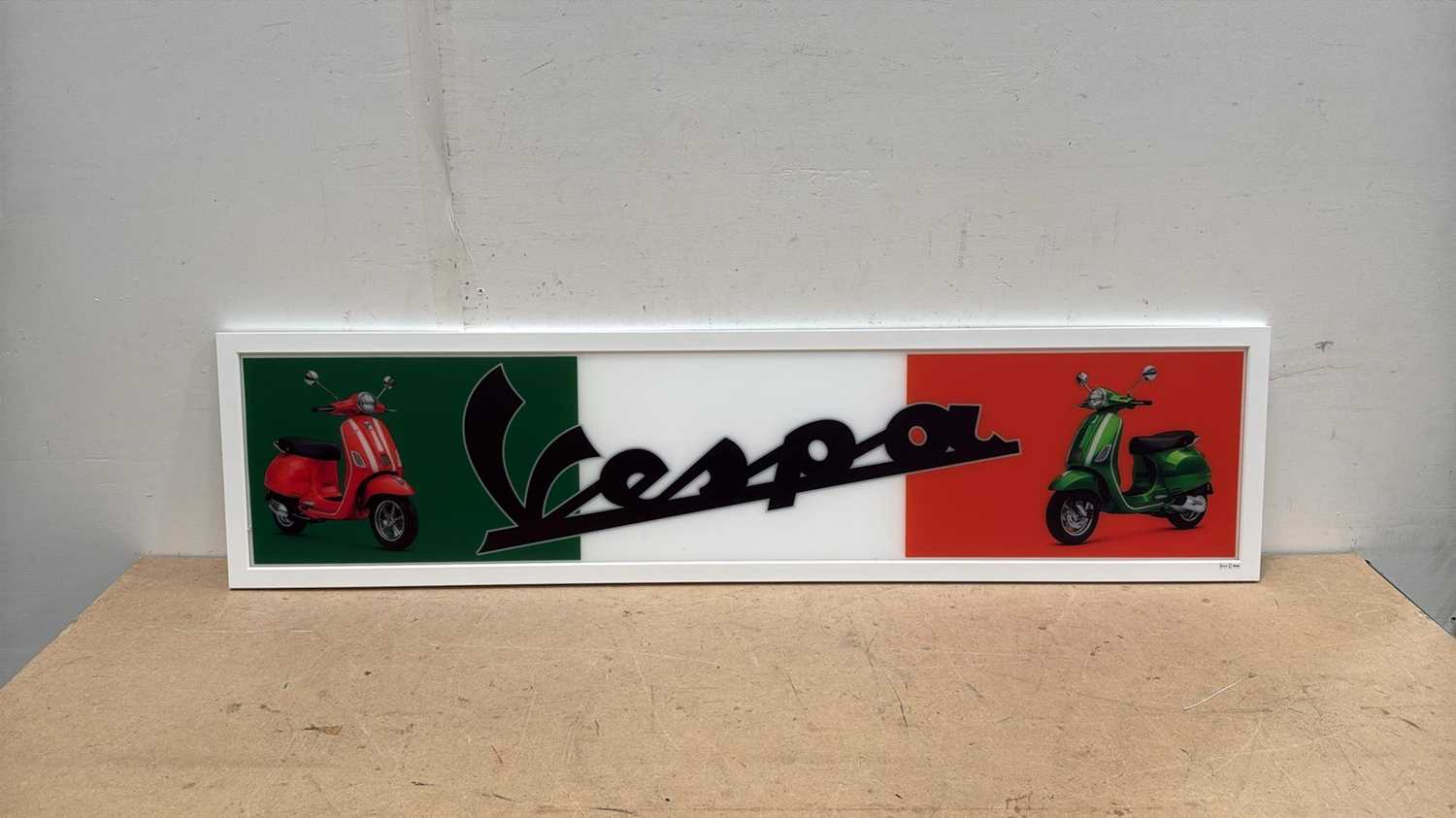 Lot 87 - VESPA LIGHT UP SIGN 47" X 12"