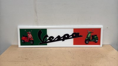 Lot 87 - VESPA LIGHT UP SIGN 47" X 12"