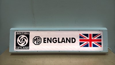 Lot 547 - BRITISH LEYLAND/ MG ENGLAND LIGHT UP SIGN 49" X 12"