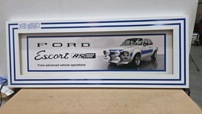 Lot 65 - LARGE ILLUMINATED FORD ESCORT RS2000 SIGN 65" X 25"
