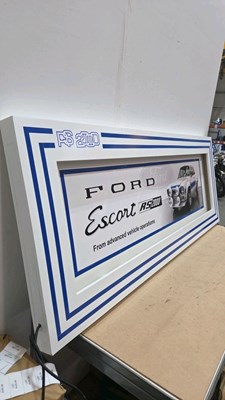 Lot 65 - LARGE ILLUMINATED FORD ESCORT RS2000 SIGN 65" X 25"