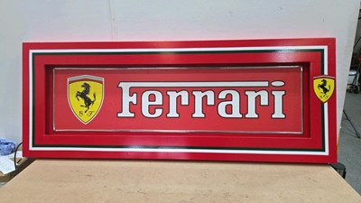 Lot 35 - LARGE ILLUMINATED FERRARI SIGN 62" X 23"
