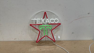 Lot 879 - TEXACO LED REPRO SIGN 12" DIA- ALL PROCEEDS TO CHARITY