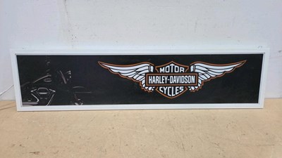 Lot 43 - HARLEY DAVIDSON MOTOR CYCLES , ILLUMINATED SIGN 47" X 12"