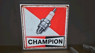 Lot 371 - CHAMPION ILLUMINATED SIGN 23.5" X 23.5"