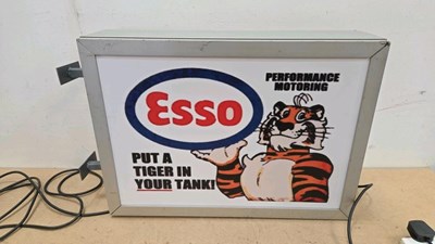 Lot 407 - ESSO PUT A TIGER IN YOUR TANK , DOUBLE SIDED LIGHT UP SIGN 25" X 18"