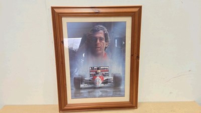 Lot 863 - AYRTON SENNA FRAMED PRINT 29" X 22"
