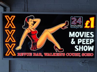 Lot 23 - XXX PEEP SHOW RETRO ILLUMINATED SIGN 48" X 24"
