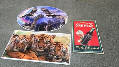 Lot 717 - COCA COLA SPRITE BOY REPRO SIGN & 2 VINYL SIGNS