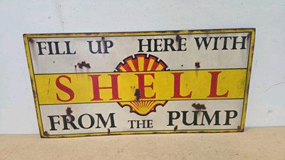 Lot 583 - FILL UP HERE WITH SHELL REPRO SIGN 36" X 18"