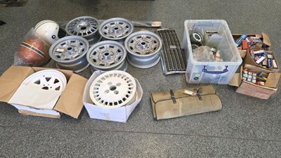 Lot 645 - BUNDLE OF WHEELS GAUGES AND CAR PARTS