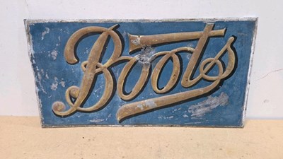 Lot 269 - BOOTS THE CHEMIST SIGN MADE FROM LEAD 31" X 16"