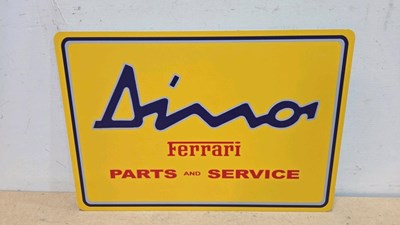 Lot 667 - FERRARI DINO REPRO PRINTED SIGN 21" X 14"