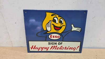 Lot 515 - ESSO HAPPY MOTORING , REPRO ENAMEL SIGN 13" X 11"