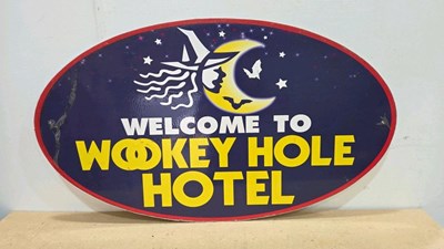 Lot 493 - WOOKEY HOLE HOTEL , ALLY / PLASTIC SIGN 46" X 26"