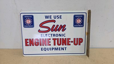 Lot 83 - SUN ENGINE TUNE UP REPRO , DOUBLE SIDED SIGN 23" X 16"