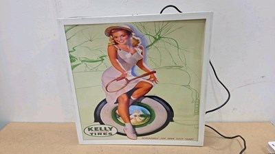 Lot 327 - KELLY TIRES ILLUMINATED SIGN 24" X 24"
