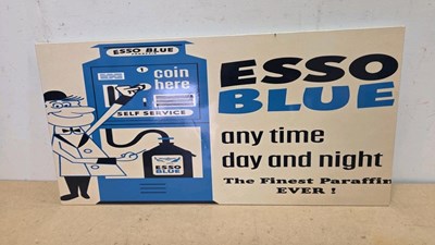 Lot 771 - ESSO BLUE ANY TIME DAY OR NIGHT , REPRO ALLY SIGN 30" X 15"