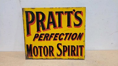 Lot 277 - PRATTS MOTOR OIL , DOUBLE SIDED ENAMEL SIGN 21" X 18"