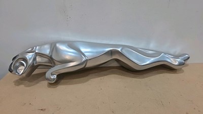 Lot 93 - FIBERGLASS GLASS JAGUAR SHOWROOM SIGN " CHROME EFFECT PAINT" 42" LONG