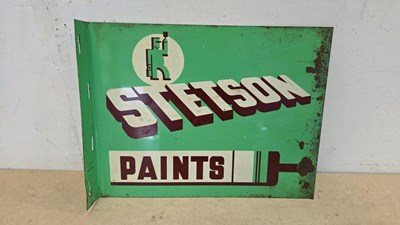 Lot 467 - AMERICAN STETSON PAINTS , DOUBLE SIDED SIGN 18" X 14"
