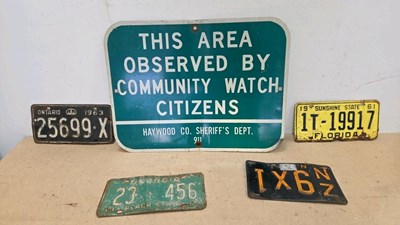 Lot 817 - SELECTION OF US IMPORTED METAL PRESSED NUMBER PLATES & SHERIFF'S DEPT SIGN