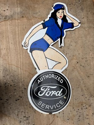 Lot 5 - FORD SERVICE ENAMEL REPRO SIGN 36" X 21"