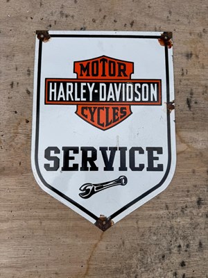 Lot 25 - HARLEY DAVIDSON MOTOR CYCLES , ENAMEL REPRO SIGN 14" X 10"