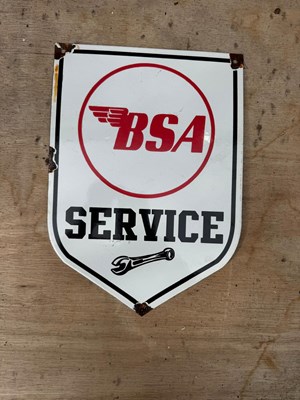 Lot 63 - BSA SERVICE ENAMEL REPRO SIGN 14" X 10"