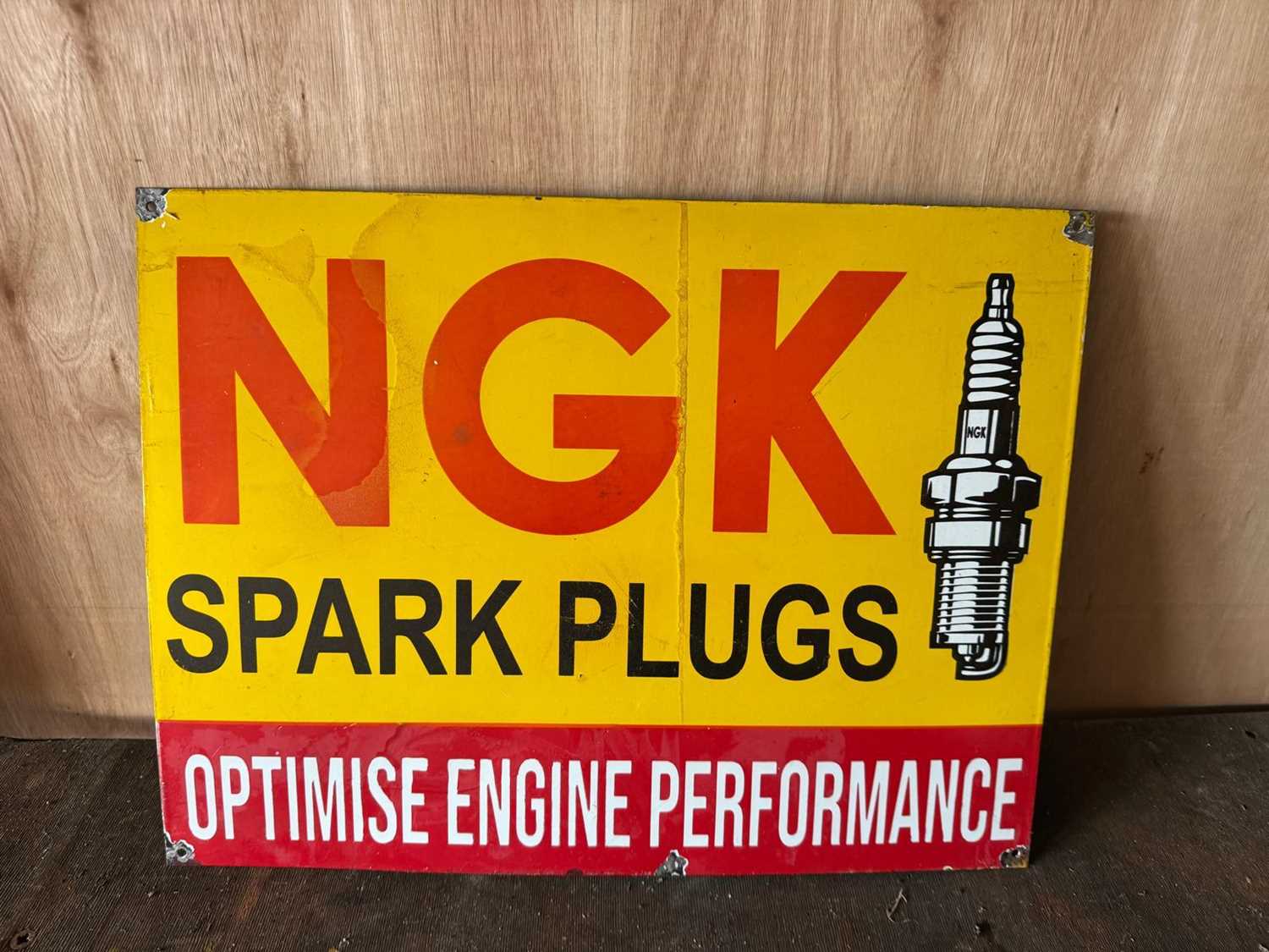 Lot 149 - NGK SPARK PLUGS REPRO ENAMEL SIGN 24