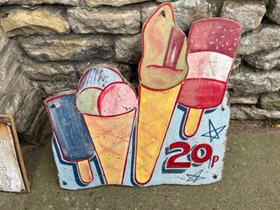 Lot 131 - WOODEN ICE CREAM SIGN