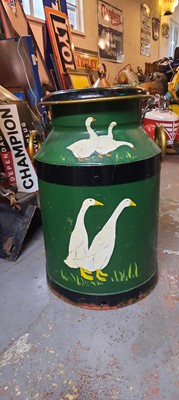 Lot 161 - GREEN MILK CHURN (HENS AND DUCKS)