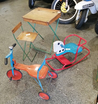 Lot 436 - TRIANG TRIO - TRIKE/ROCKING HORSE/DESK&CHAIR