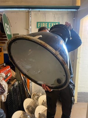 Lot 500 - 2 VERY LARGE ENAMEL LAMPS
