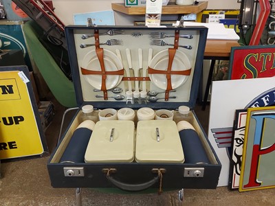 Lot 81 - LEATHER SUITCASE PICNIC SET