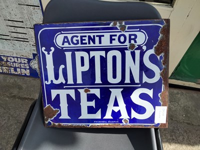 Lot 1 - LIPTONS TEA DOUBLE SIDED ENAMEL SIGN