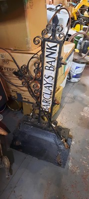 Lot 301 - WROUGHT IRON BARCLAYS BANK SIGN WITH SHIELD