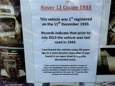Lot 378 - 1933 ROVER 12 COUPE