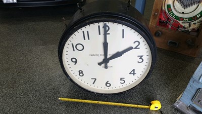 Lot 371 - LARGE BLACK STATION CLOCK