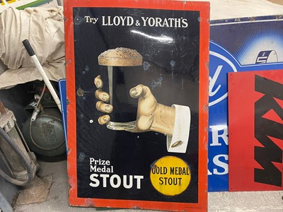 Lot 387 - LARGE ENAMEL LLOYDS & YORATHS STOUT SIGN
