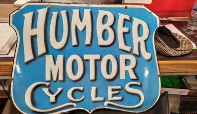 Lot 121 - HUMBER MOTOR CYCLES SIGN