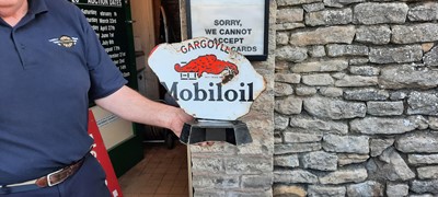 Lot 155 - MOBILOIL DOUBLE SIDED ENAMEL SIGN