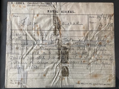 Lot 322 - TITANIC TELEGRAM