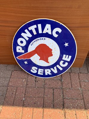 Lot 327 - ROUND ENAMEL PONTIAC SERVCE SIGN